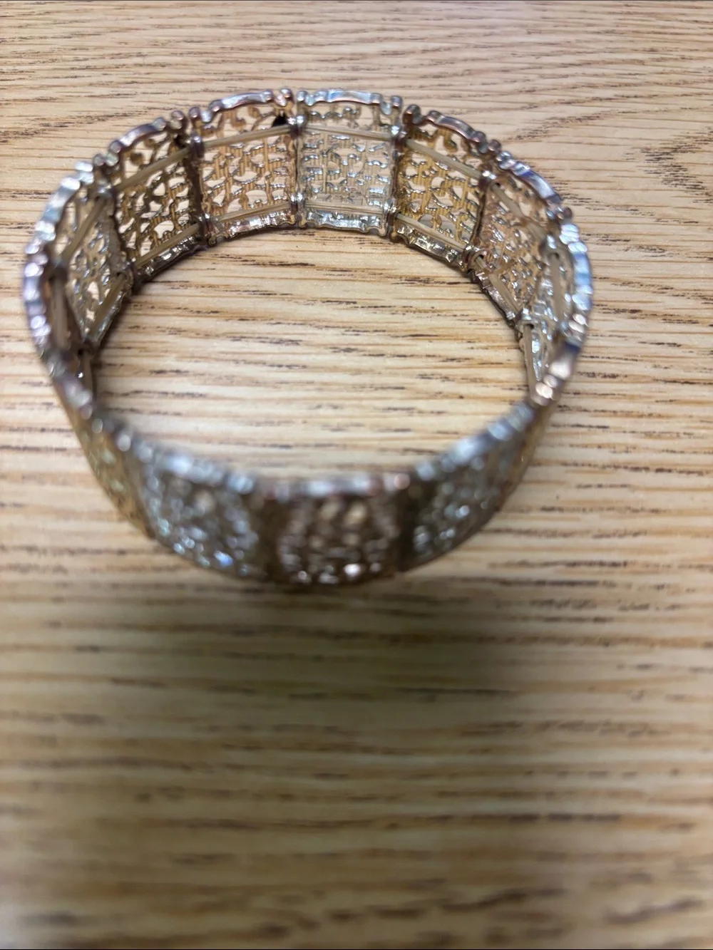 Intricate Filigree Stretch Bracelet in Rose-Tone Metal